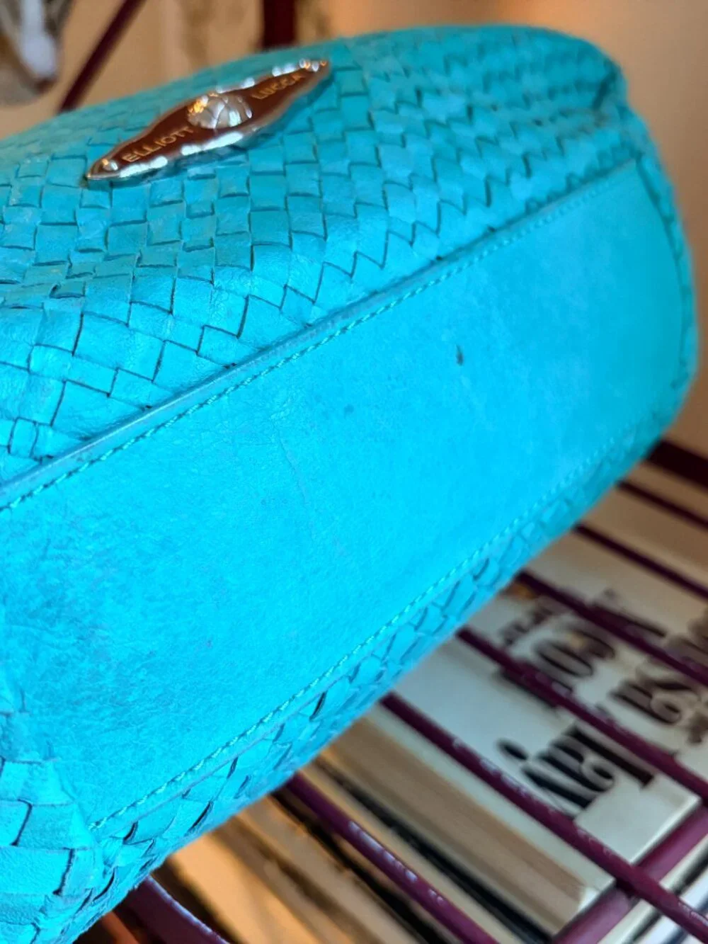 Elliot Lucca Woven Leather Turquoise Green Hobo Bag